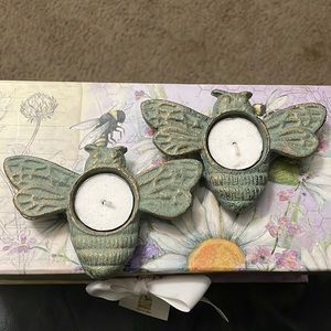 2 Bee Candle Holders